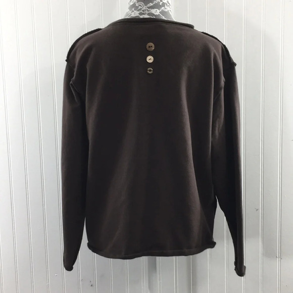 Neon Buddha Brown Knit Knit Top‎ Long Sleeve Womens Small Mixed Button Detail - Picture 3 of 10